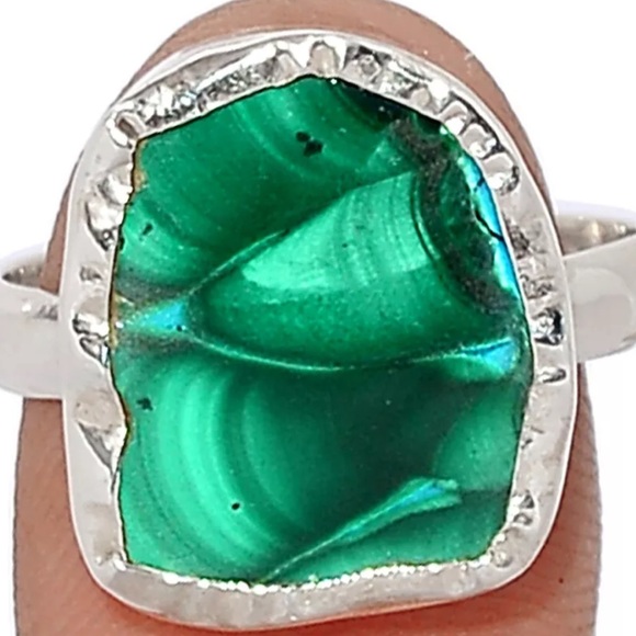 Malachite in Chrysocolla Sterling silver ring size 8 - Picture 2 of 2